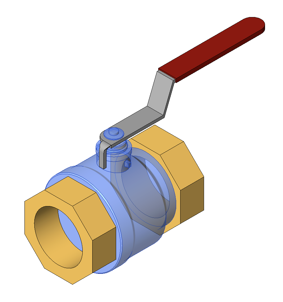 3D Revit render highlighting the Nested valve body family.